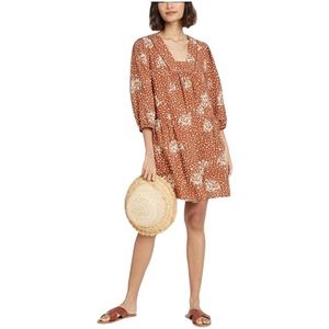 Knox Rose Rust Floral Dot Babydoll Dress